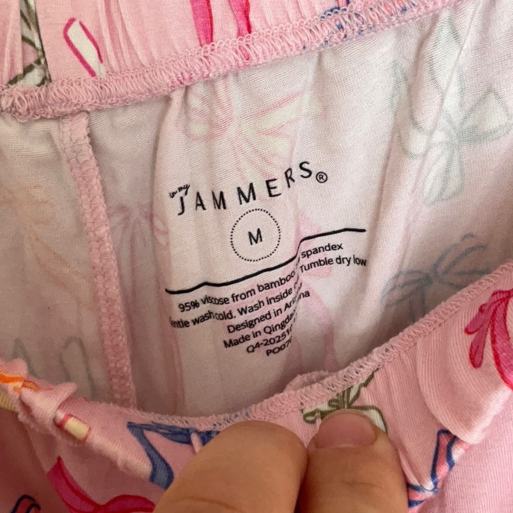 In My Jammers Pink Bow Print Ruffle Two-Piece Pajama Set - Picture 6 of 9